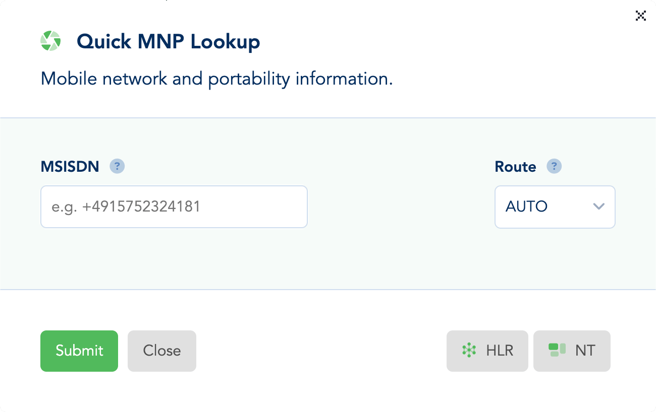 MNP Lookups Web Client · Enterprise HLR Lookup Platform and API